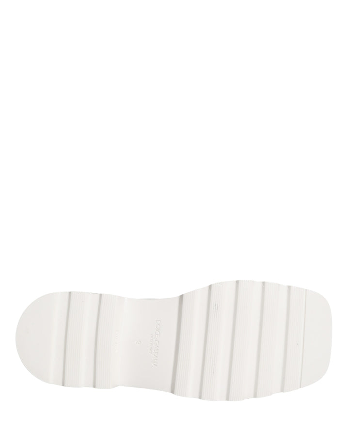 White Leather Chunky Sole Derby Shoes