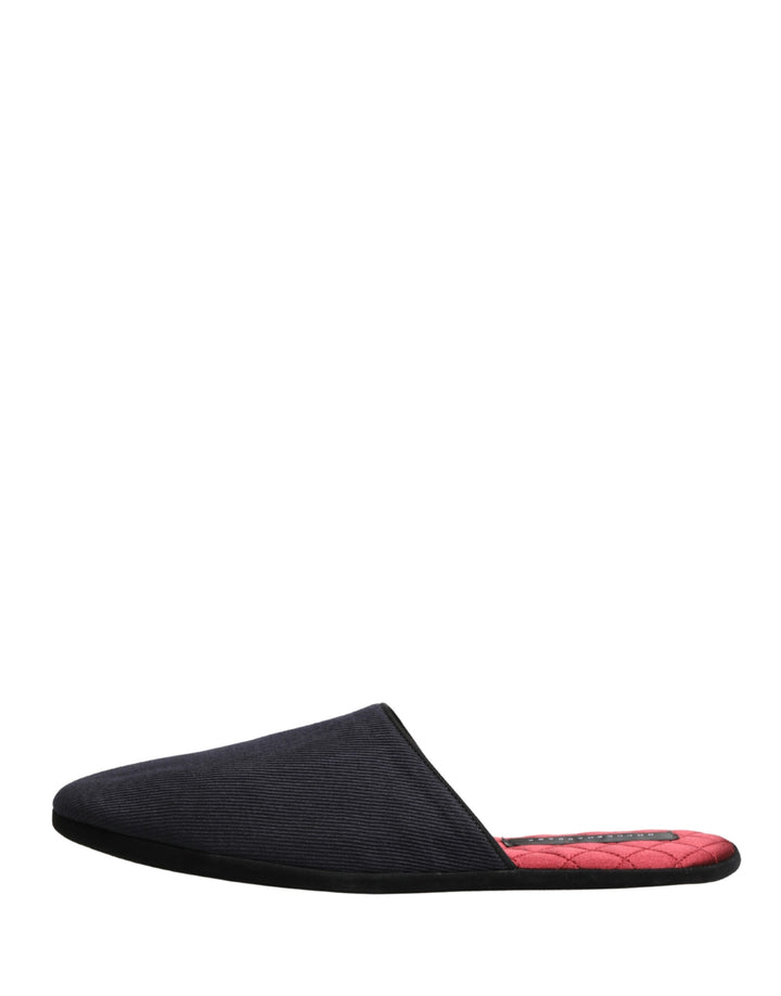 Dark Navy Wool Cotton Red Chevron Slippers Shoes