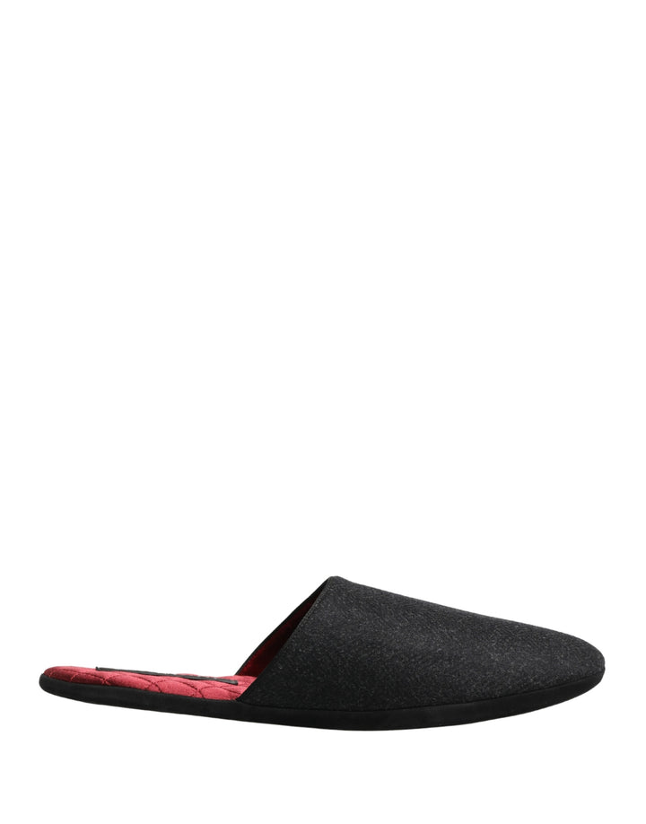 Anthracite Wool Cashmere Quilted Slippers Shoes
