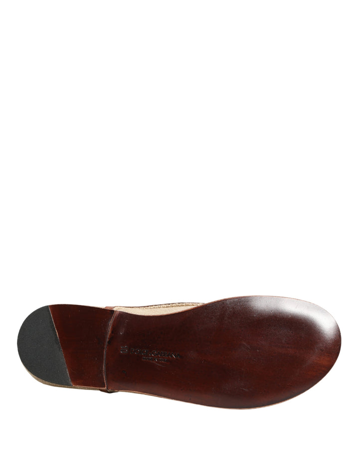 Beige Canvas Leather Trim Dress Derby Shoes