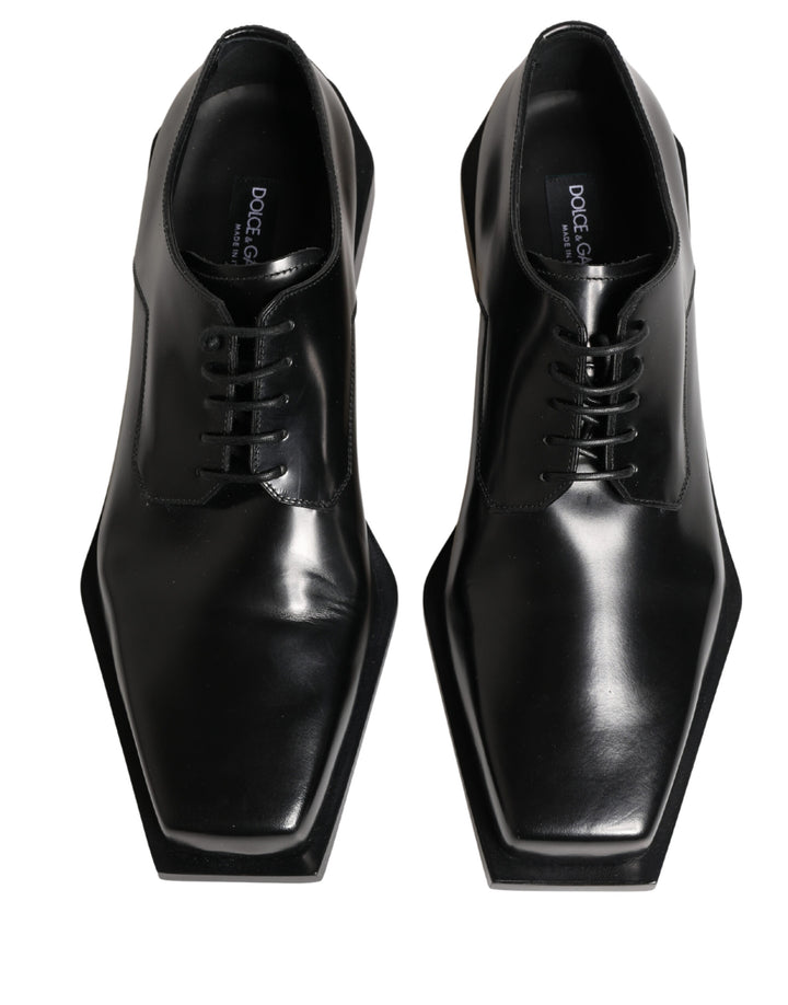 Black Matte Lace-Up Leather Dress Derby Shoes