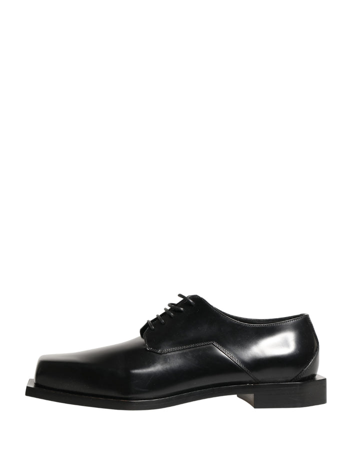 Black Matte Lace-Up Leather Dress Derby Shoes
