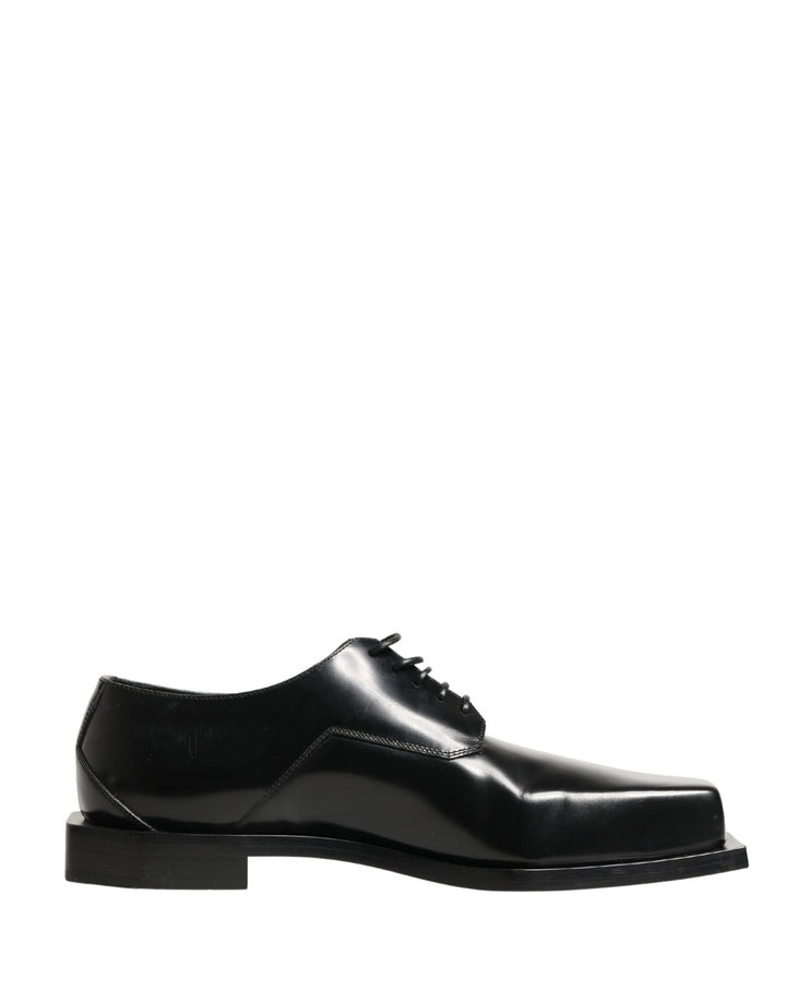 Black Matte Lace-Up Leather Dress Derby Shoes