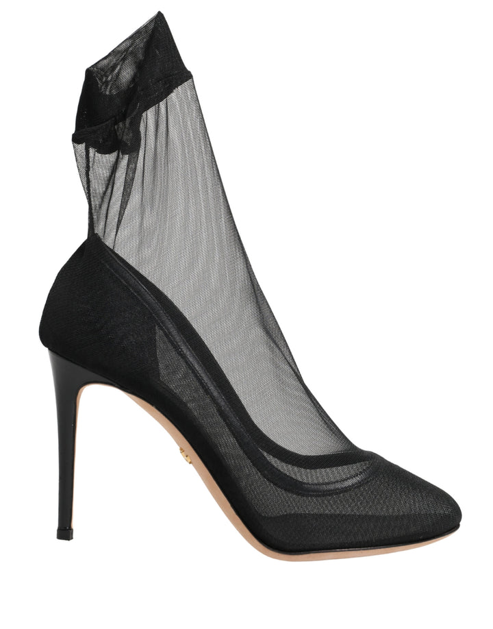 Black Nylon Stretch Mesh Sock Boots Shoes