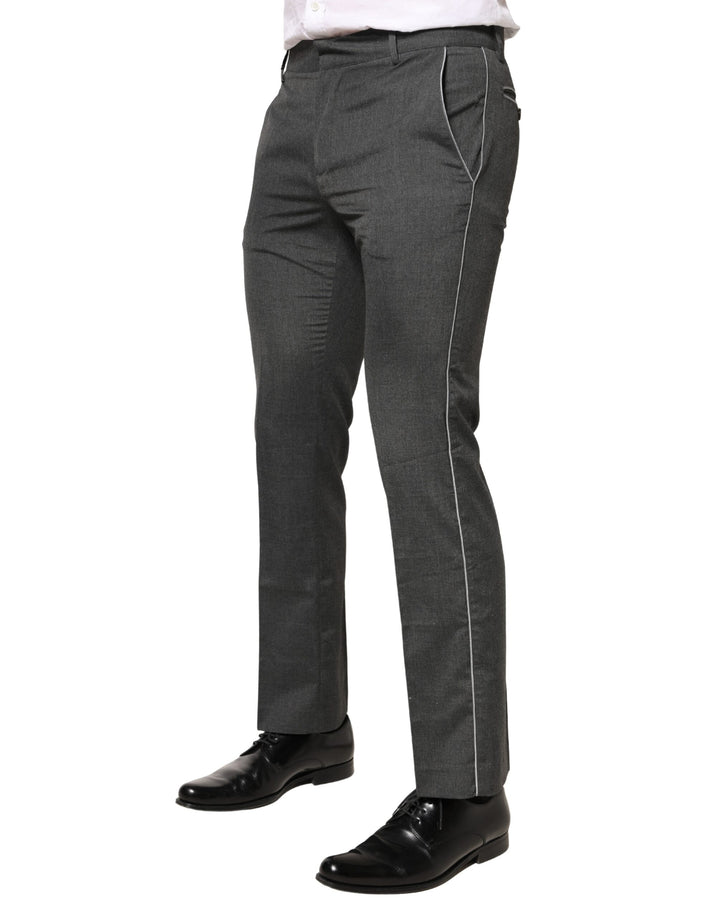 Gray Polyester Formal Dress Trouser Pants