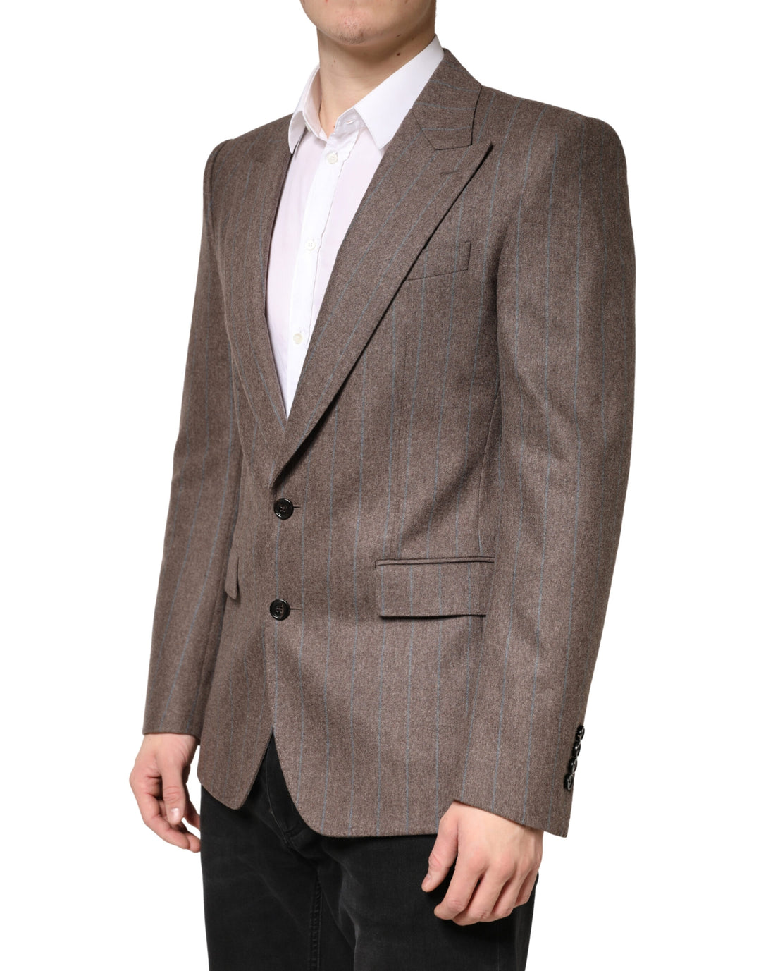 Brown Stripes Single Breasted Blazer