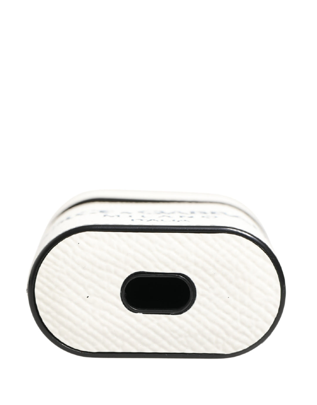 White Calf Leather Logo Flip Holder Strap Airpods Case