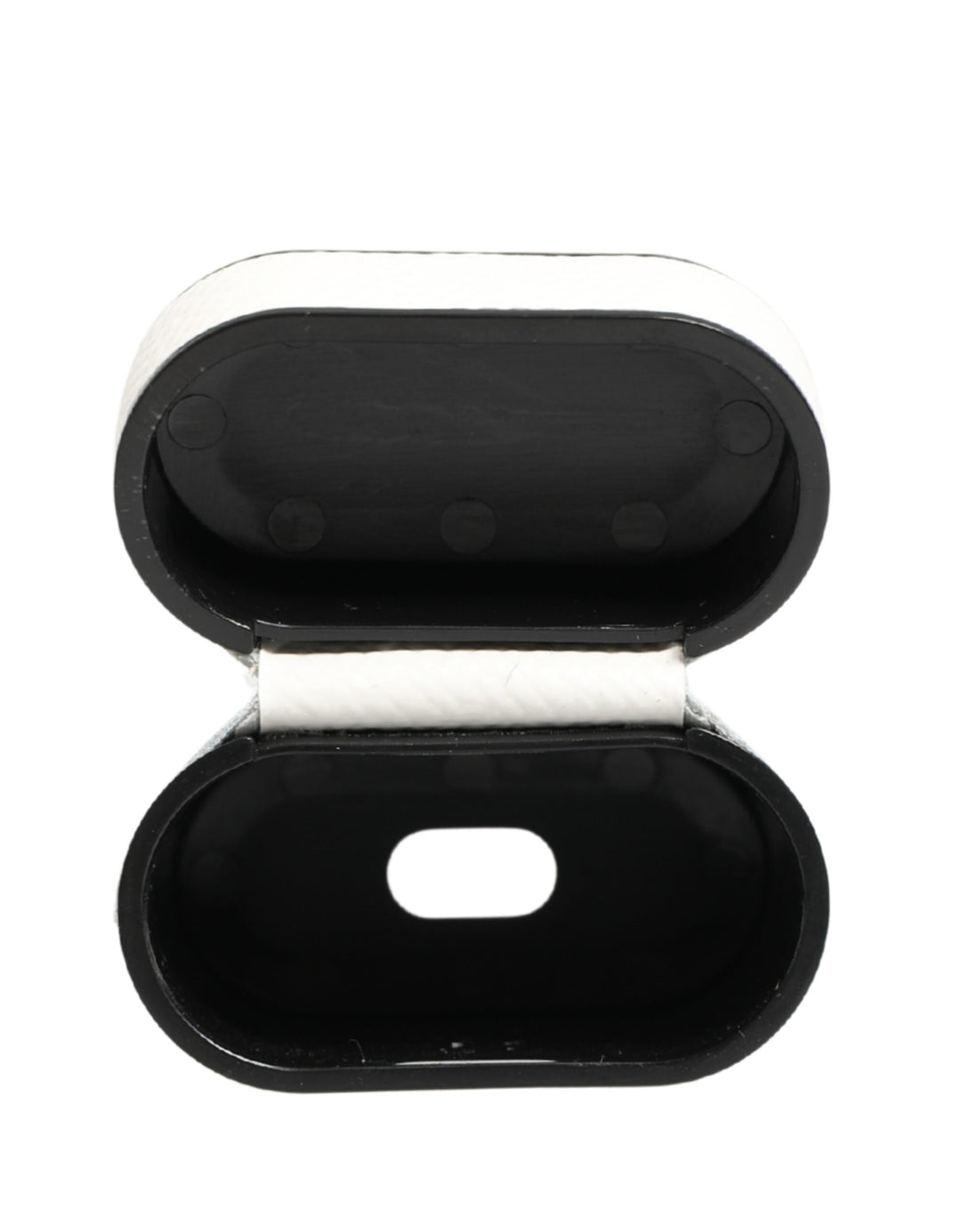 White Calf Leather Logo Flip Holder Strap Airpods Case