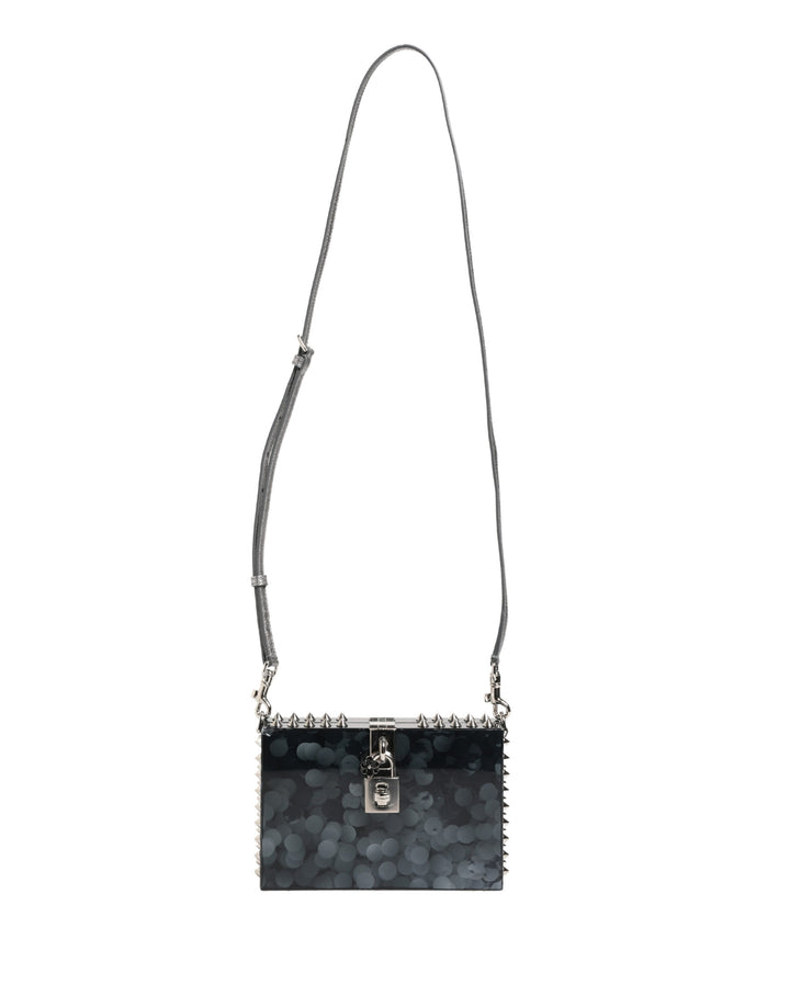 Black Acrylic Plexiglass Studded DOLCE BOX Clutch Bag