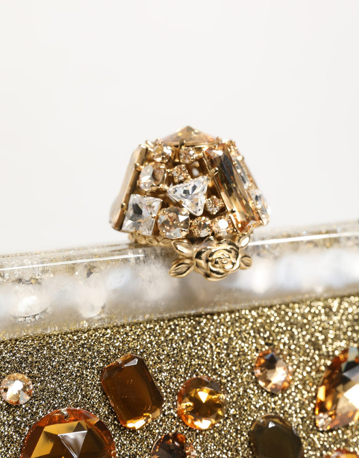 Gold Vanda Crystal Evening Clutch Shoulder Handbag  Bag