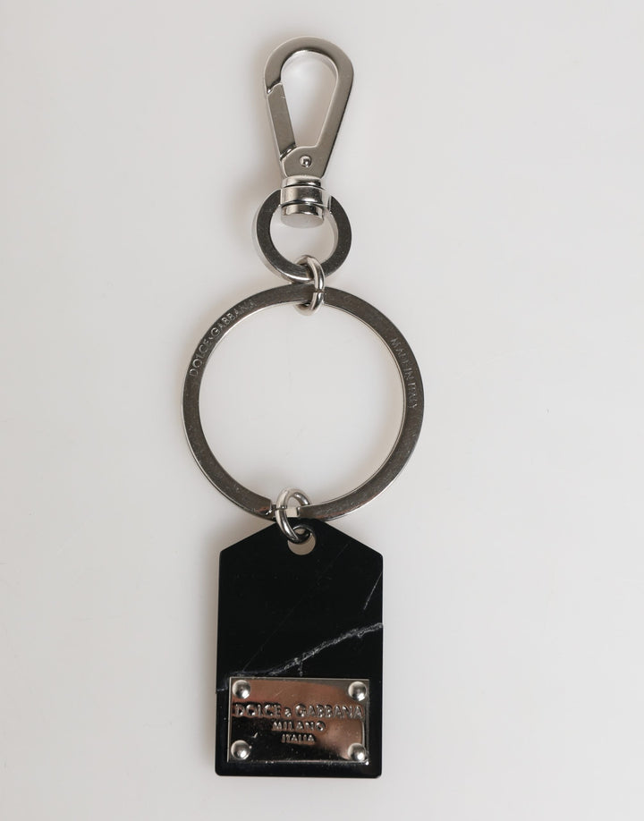 Black Silver Brass LogoPlaque Metal Ring Keyring  Keychain