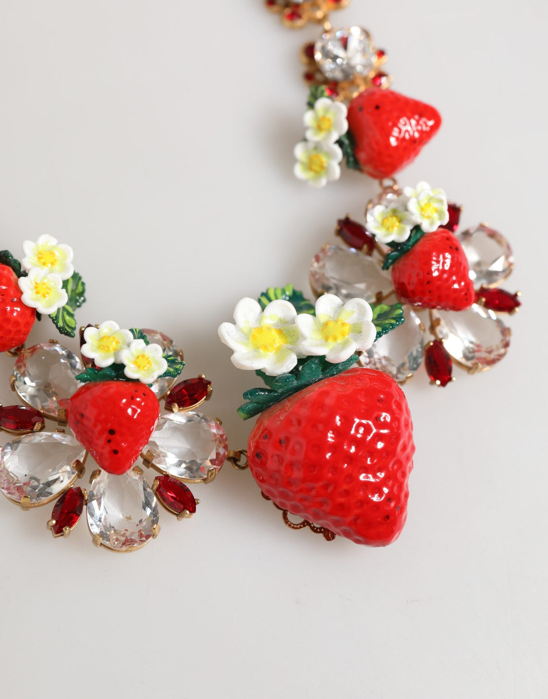 Gold Brass FRUIT Pendants Flowers Crystal Logo Necklace