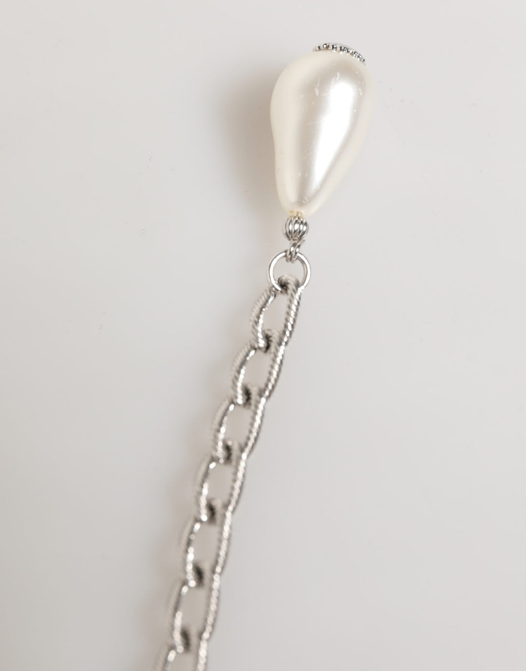 Silver Tone Brass Chain Crystal Embellished Bracelet