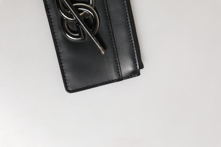 Black Calfskin Leather DG Logo Card Holder Women Wallet