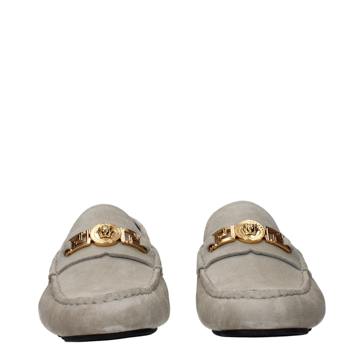 Gray Leather Slip-On Loafers