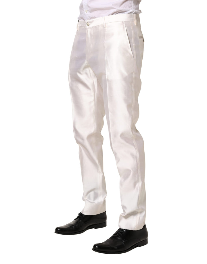 White Silk Satin Dress Formal Trouser Pants