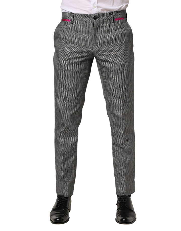 Gray Viscose Skinny Men Dress Trouser Pants