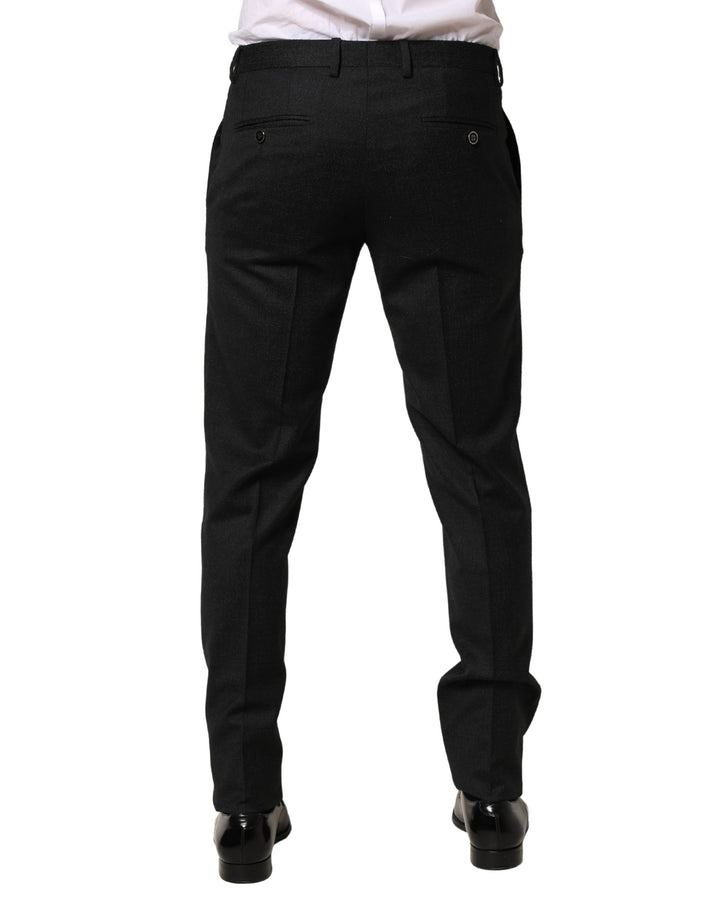 Black Wool Skinny Men Dress Trouser Pants