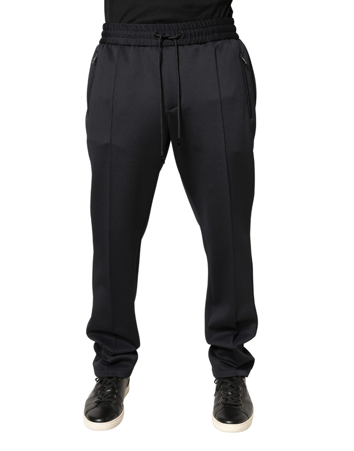 Black Polyester Skinny Jogger Trouser Pants