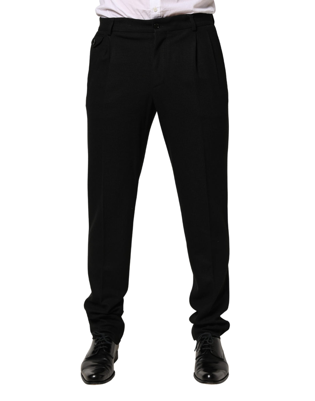 Black Wool Skinny Men Dress Trouser Pants
