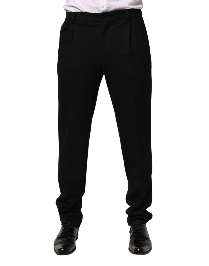 Black Wool Skinny Men Dress Trouser Pants