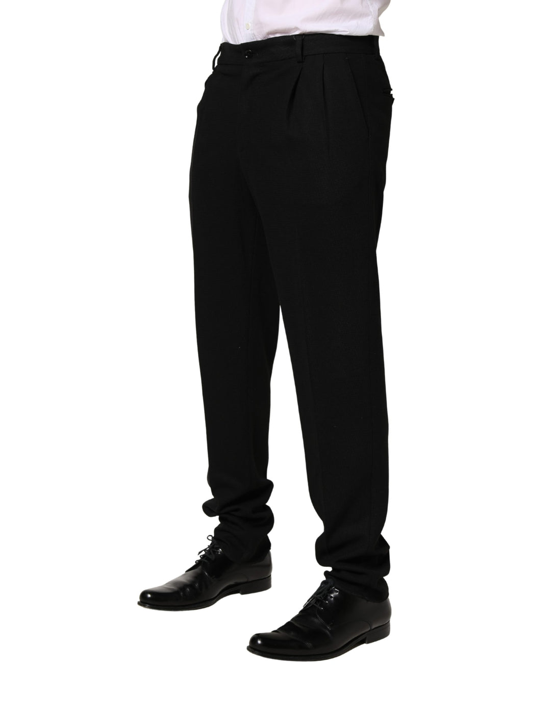 Black Wool Skinny Men Dress Trouser Pants