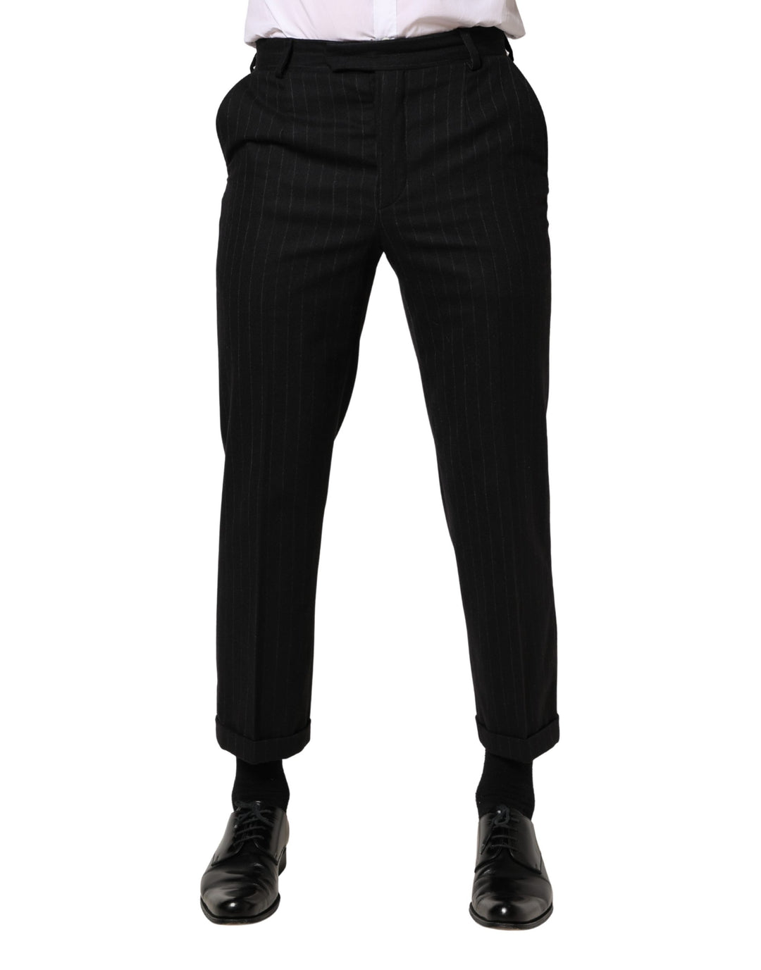 Black Stripes Wool Dress Formal Trouser Pants