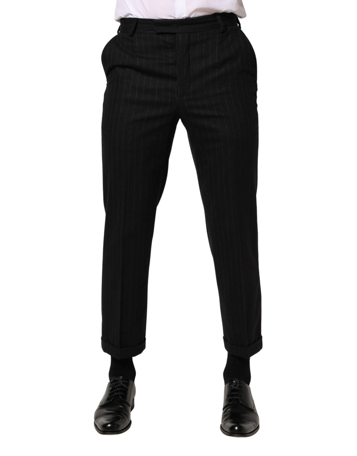 Black Stripes Wool Dress Formal Trouser Pants