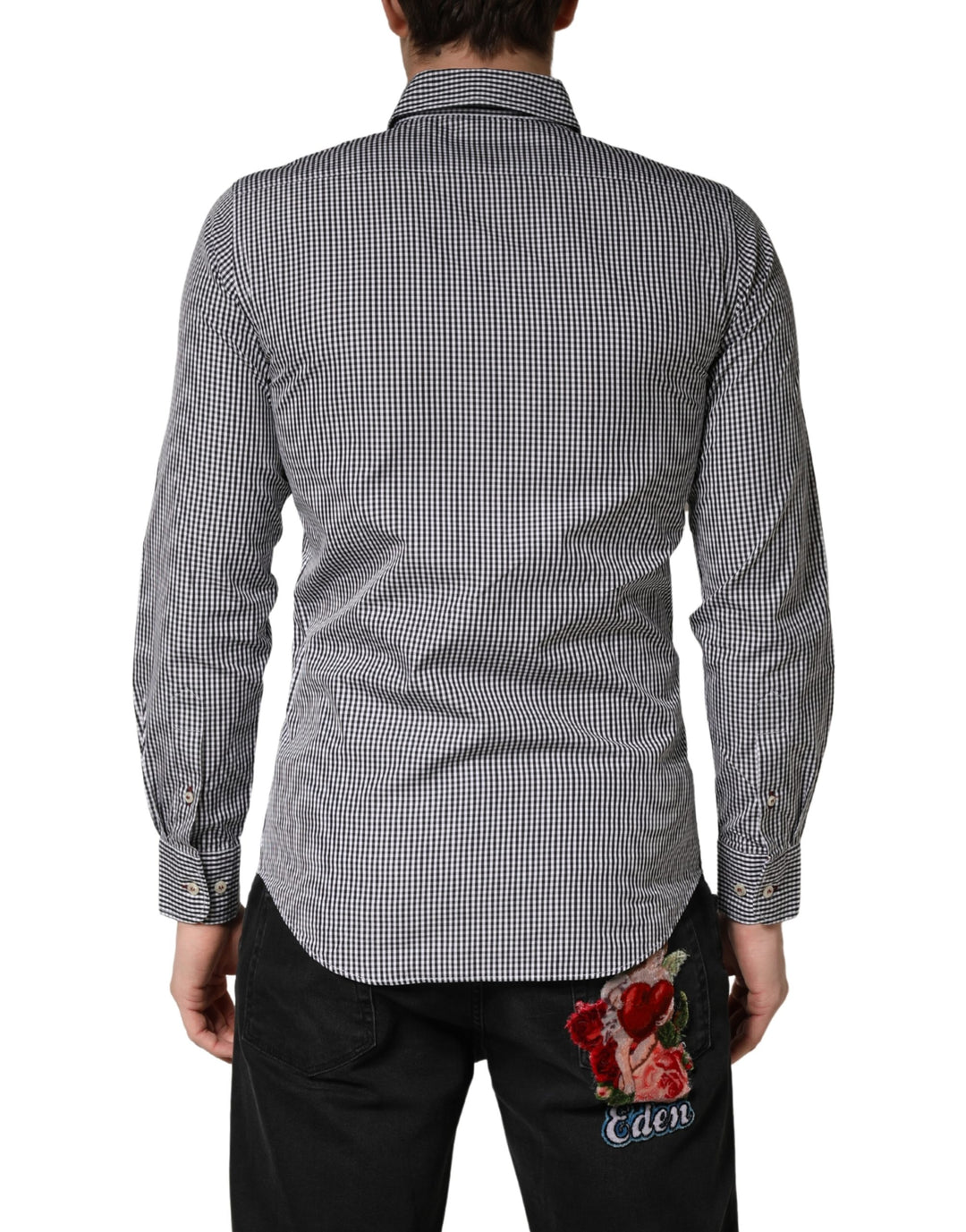 Gray Cotton Long Sleeves Button Down Dress Shirt