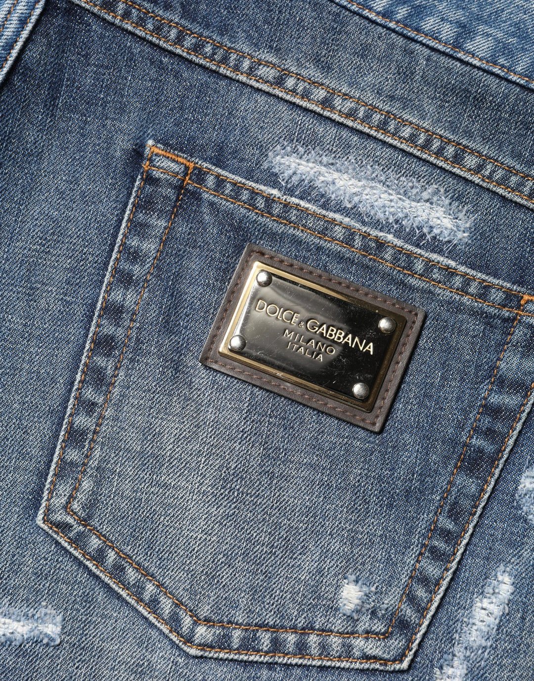 Blue Floral Embroidery Tattered Denim Shorts