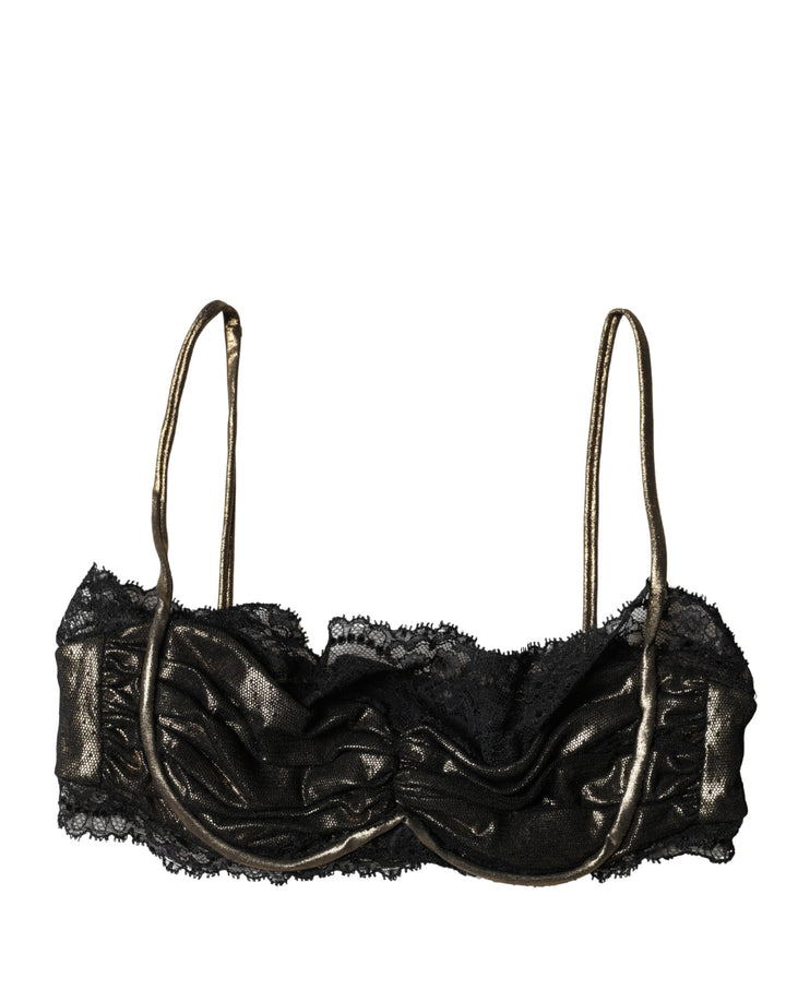Black Silk Underwired Balconnet Bra Underwear