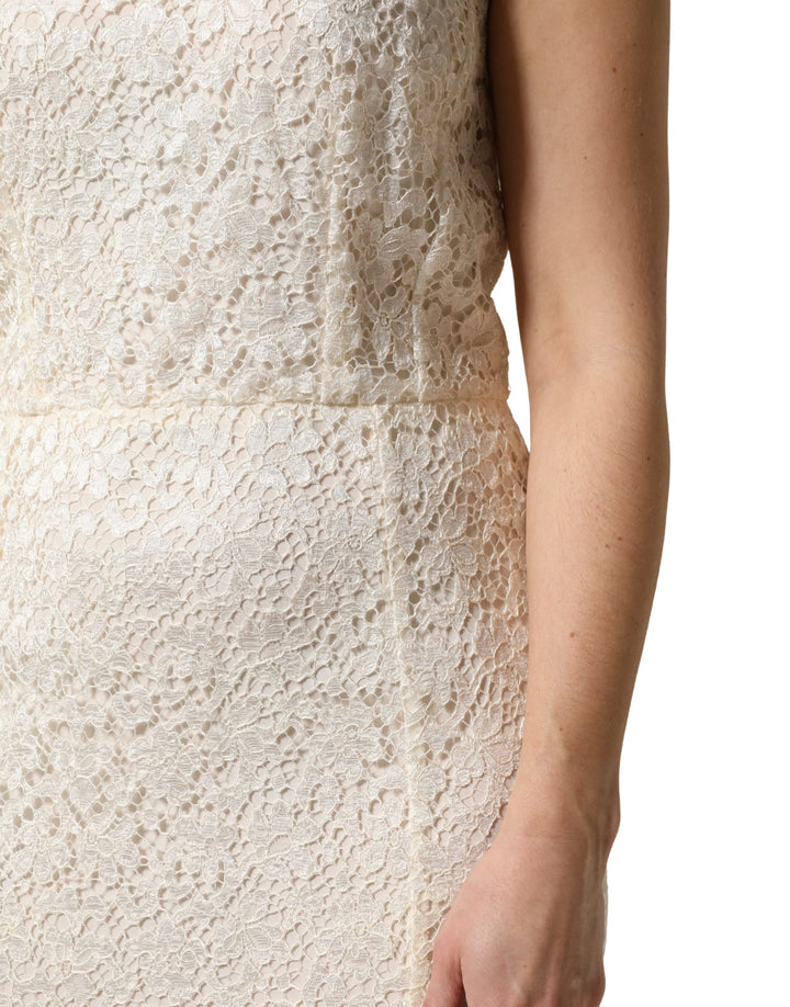 White Lace Viscose Sheath Long Gown Dress