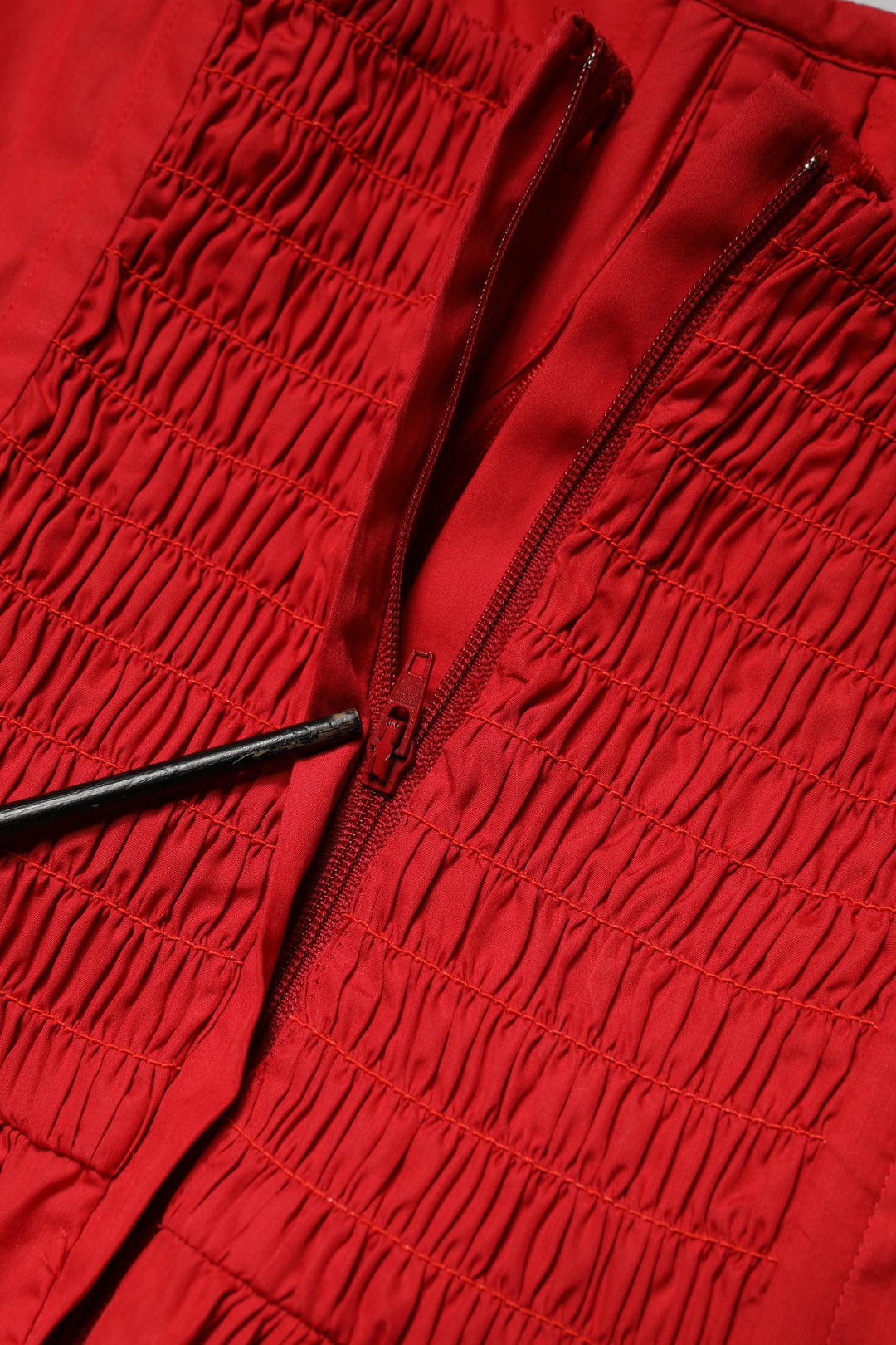 Red Cotton A-Line Sleeveless Mini Dress