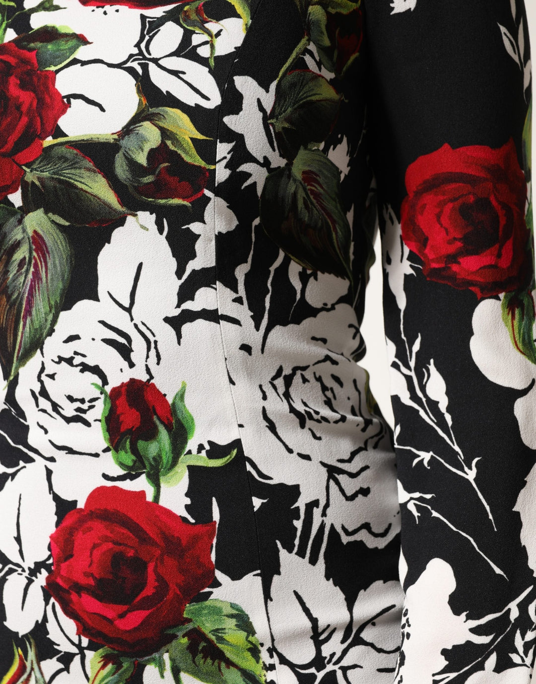 Black Floral Viscose Bodycon Long Gown Dress