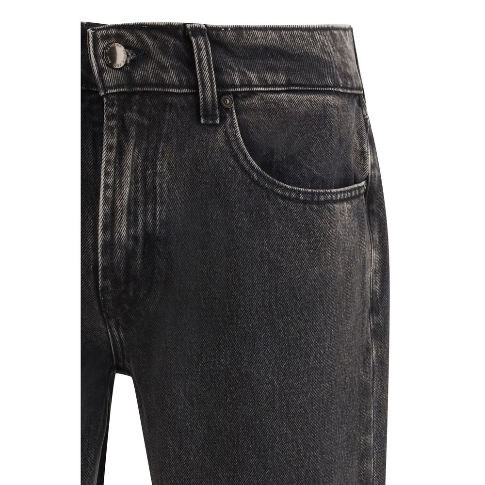 Black Cotton Straight-Leg Jeans