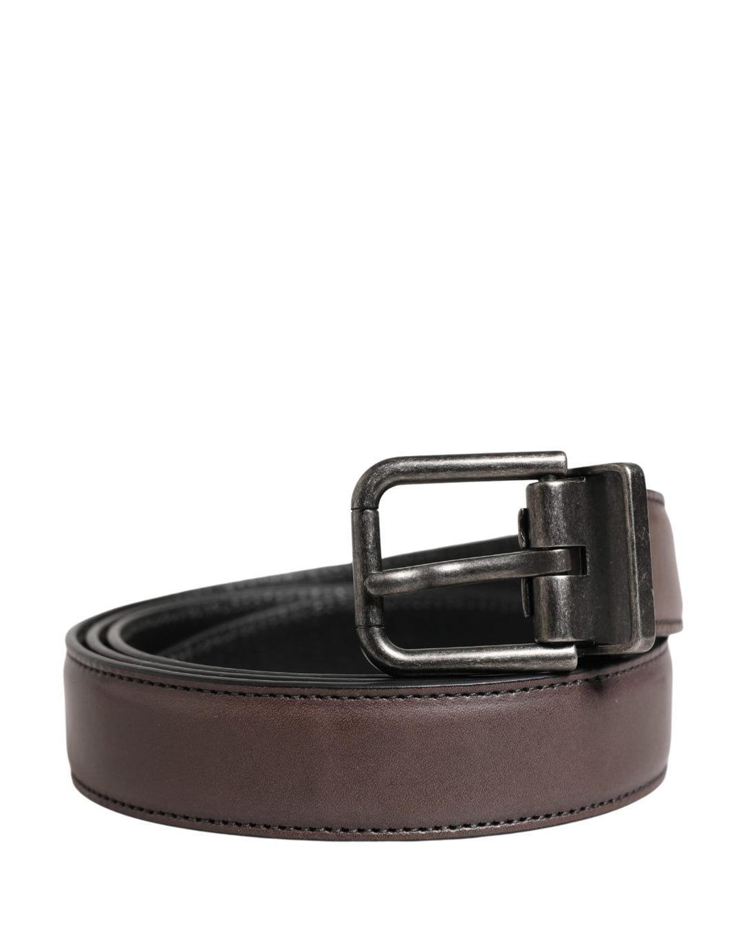 Men Brown Classic Leather Metal Buckle Belt
