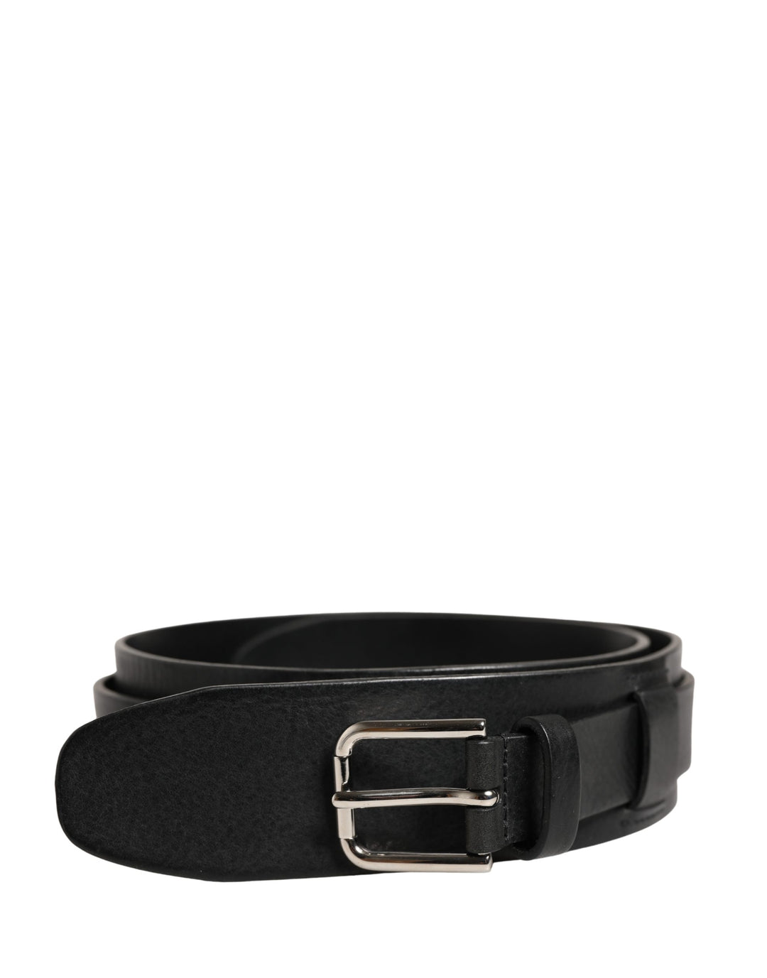 Men Black Classic Leather Metal Buckle Belt