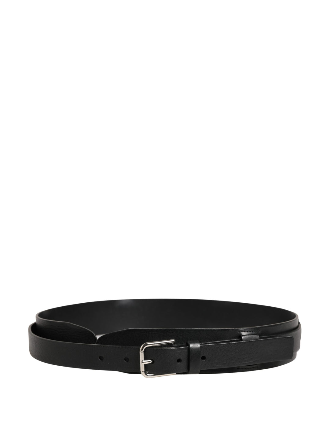 Men Black Classic Leather Metal Buckle Belt