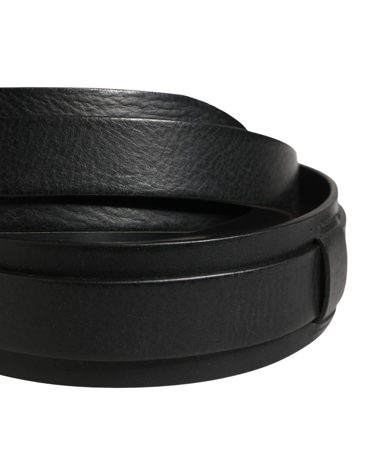 Men Black Classic Leather Metal Buckle Belt