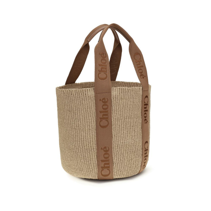 Beige Raffia Backet Bag