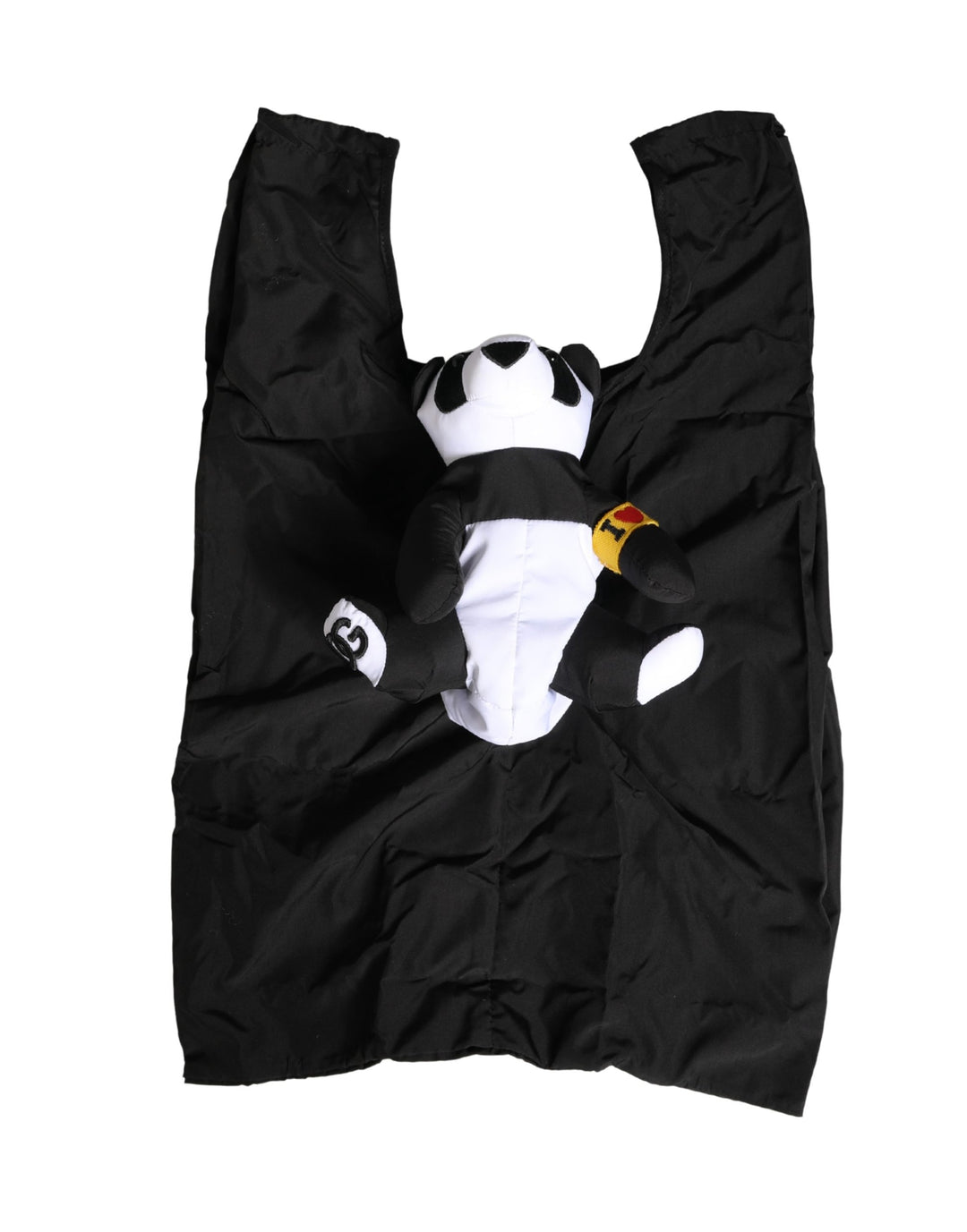 Men Black Polyester Panda Stuffed Ecobag Bag