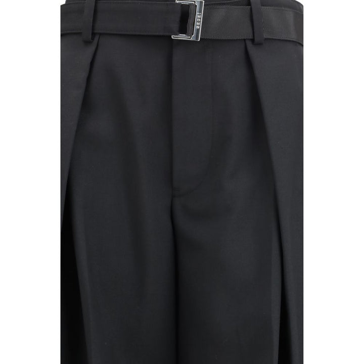 Black Polyester Casual Pants