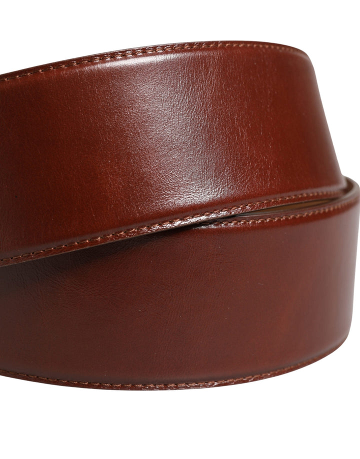 Brown Leather Waist Gold Metal Buckle Belt