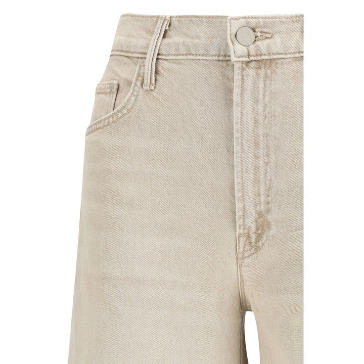 Beige Cotton Flared Jeans