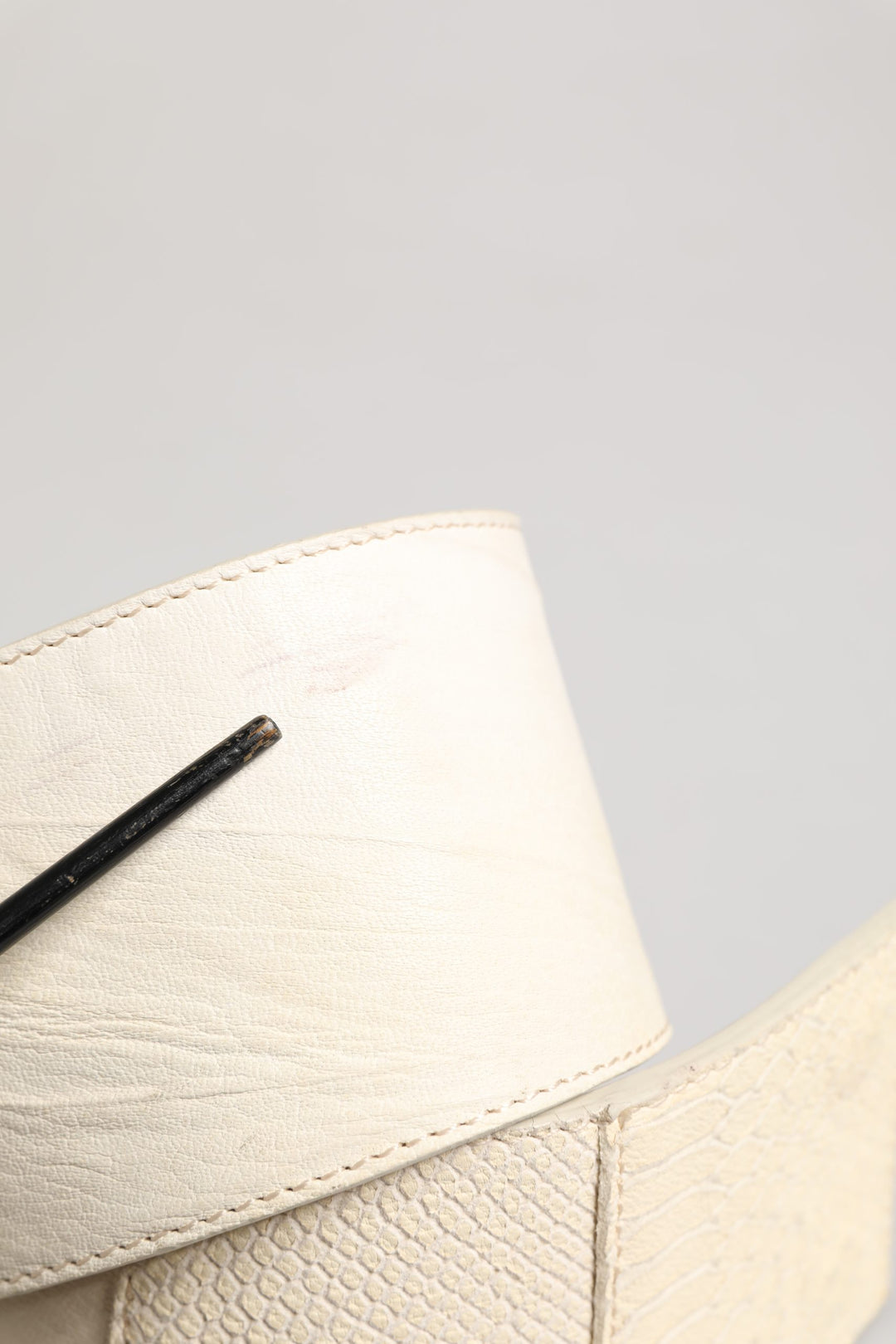 Off White Waxed Cotton Wide Fashion Waistband Belt