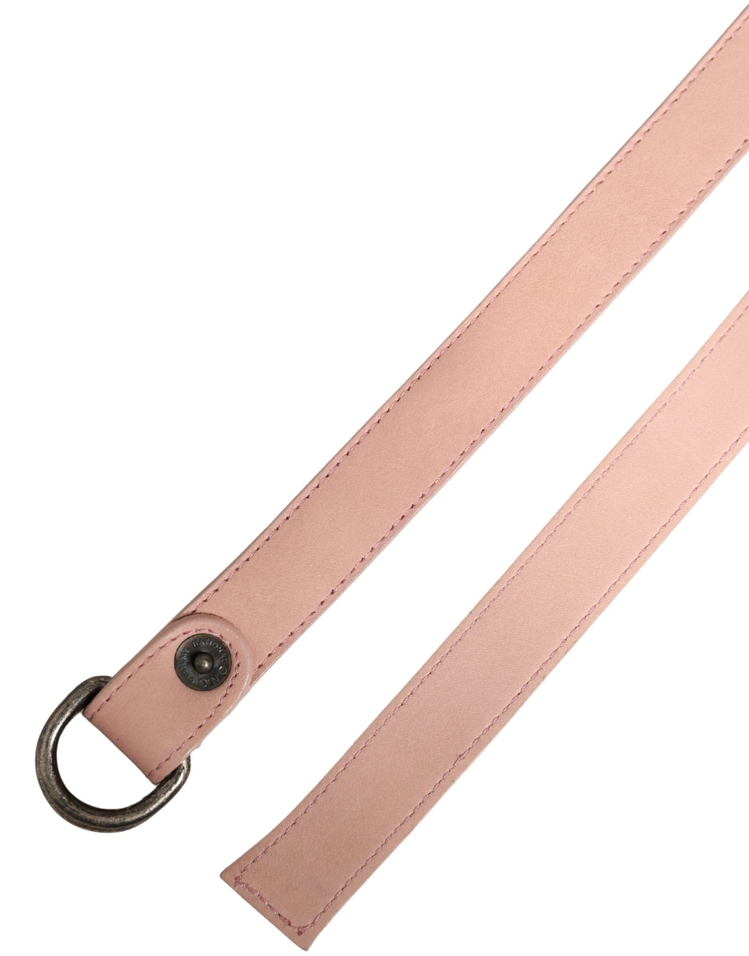 Light Pink Leather Wide Waist Round Buckle Belt