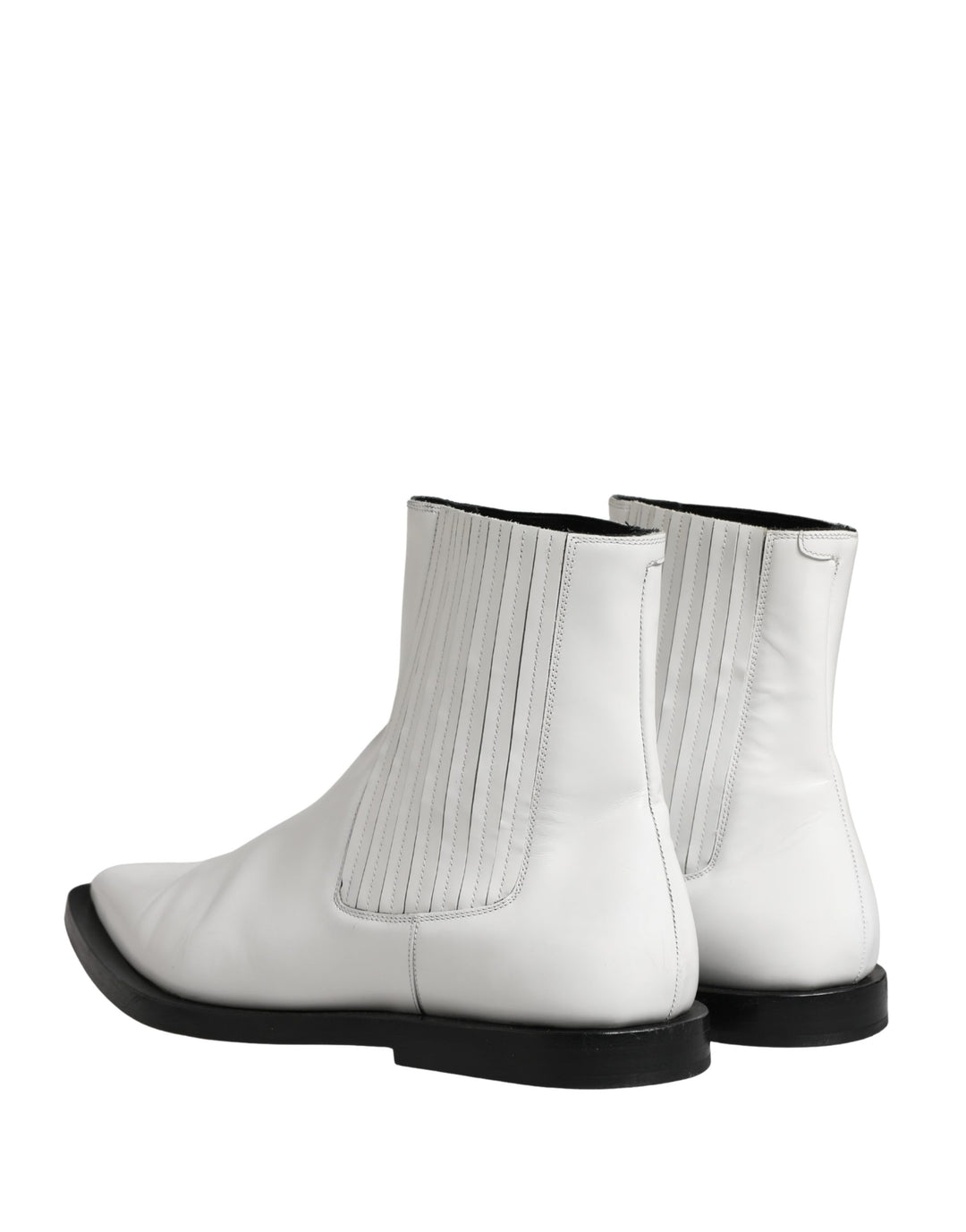 White Leather Chelsea SlipOn Ankle Boots Shoes