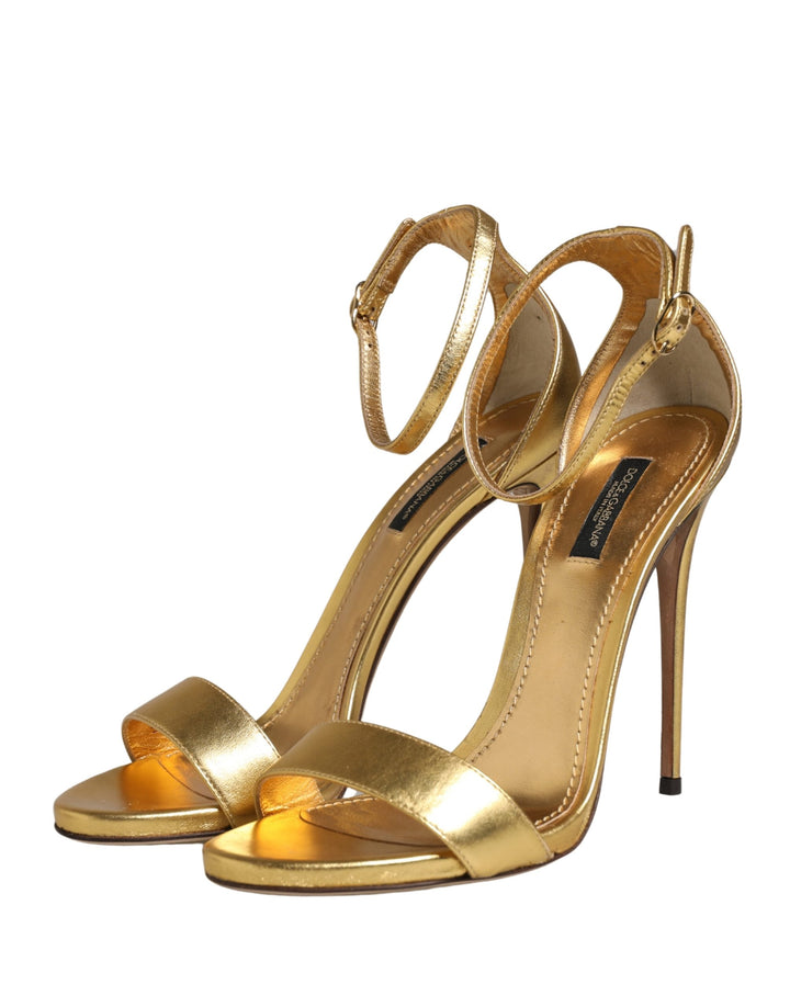 Gold Leather Keira High Heels Sandals Shoes