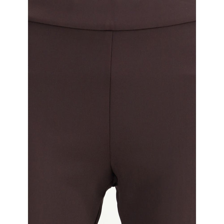 Brown Elastane Flared Pants