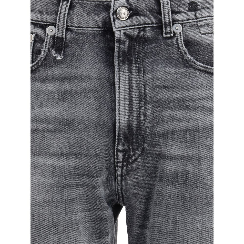 Gray Cotton Boyfriend Jeans